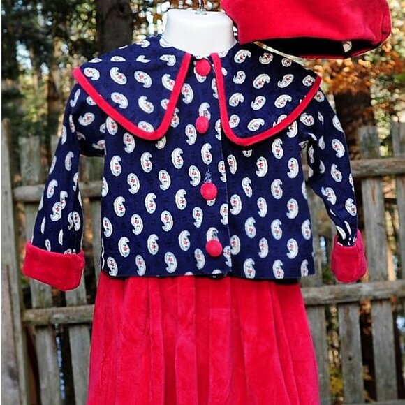 VTG Izaroo Girls 3-Piece Red Velvet Skirt Set